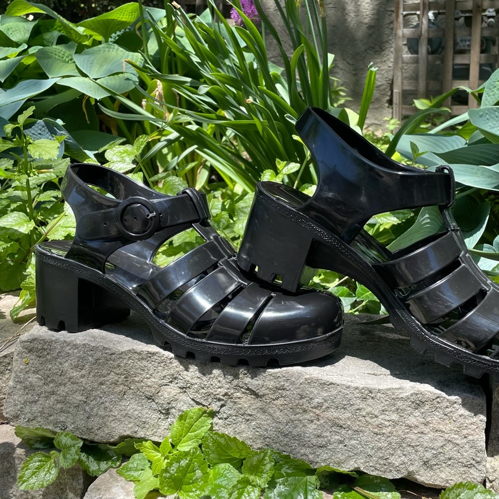 Mary Jane Jelly Sandals with Chunky Heel